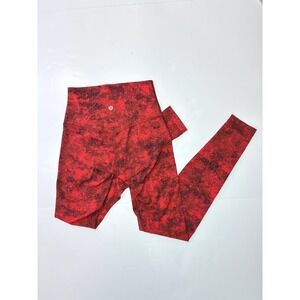 Lululemon Align High Rise Leggings Red Black Botanical Print Size 4 LW5CVNS